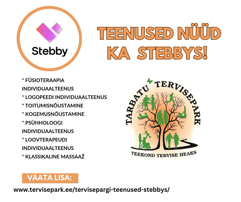 Valik Tarbatu Tervisepargi Tallinna üksuse teenuseid nüüd saadaval Stebbys! Stebby kaudu on võimalik osta pileteid järgnevatele teenustele: * Füsioteraapia indi